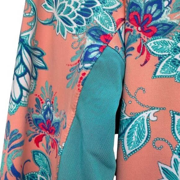 CABANA LIFE Womens Golf Top Small Pink Tropical Print 1/4 Zip Long Sleeve NWT - Picture 7 of 12